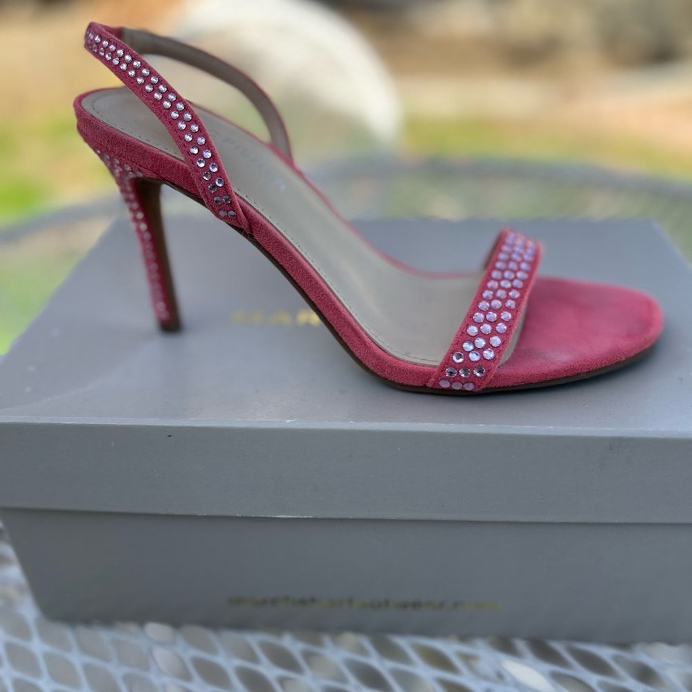 Marc Fisher Red Heeled Sandals with Rhinestones